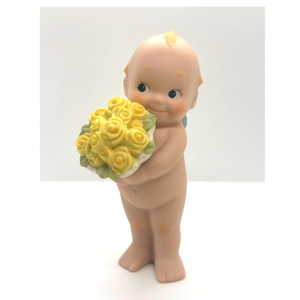 VTG 1993 Jesco/Enesco Rose O'Neill Porcelain Kewpie Doll Figure, Flower Bouquet